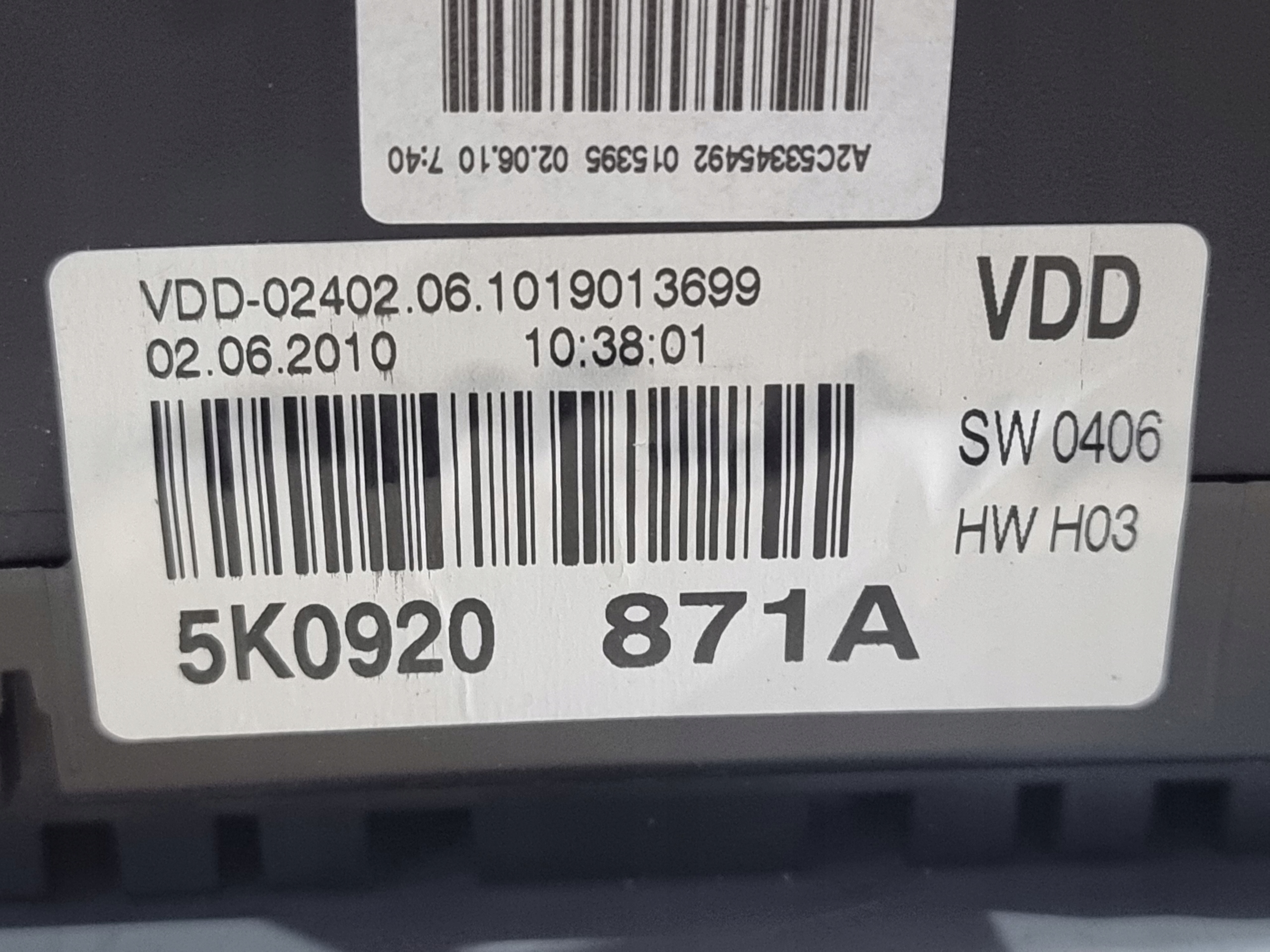 dials dials OE 5K0920871A VW GOLF VI HB 5D 1.6 TDI 10r