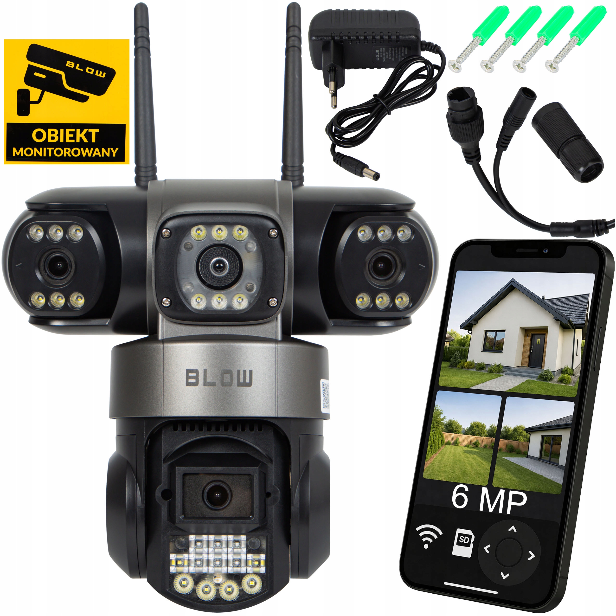 Wifi Kamera Ip 3 Objektívy 6MP Otočná Vonkajšia Hd Smart Zoom Detekcia