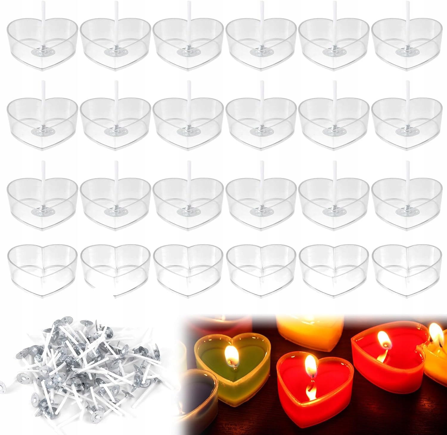 Levně Nádobky Srdce X50 Sada Diy Nádob Na Svíčky Srdce S Knoty