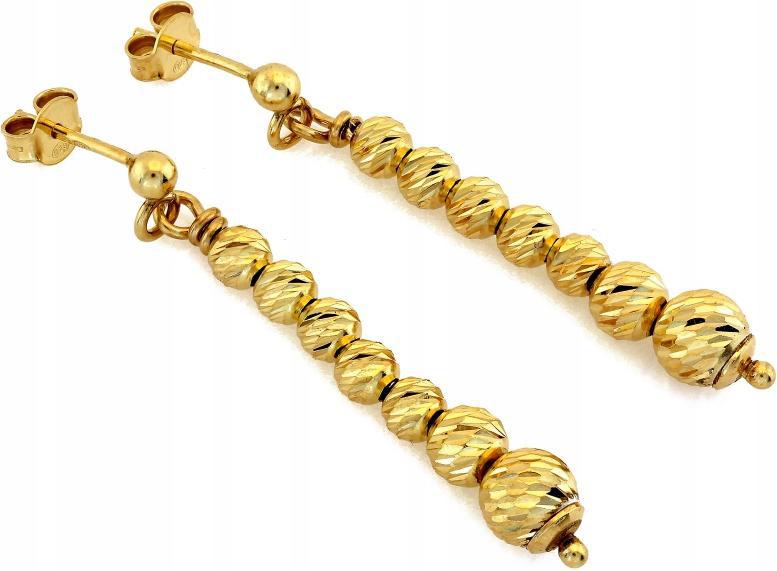 Náušnice stříbrné 925 dlouhé závěsné s kuličkami, elegantní tyčinka