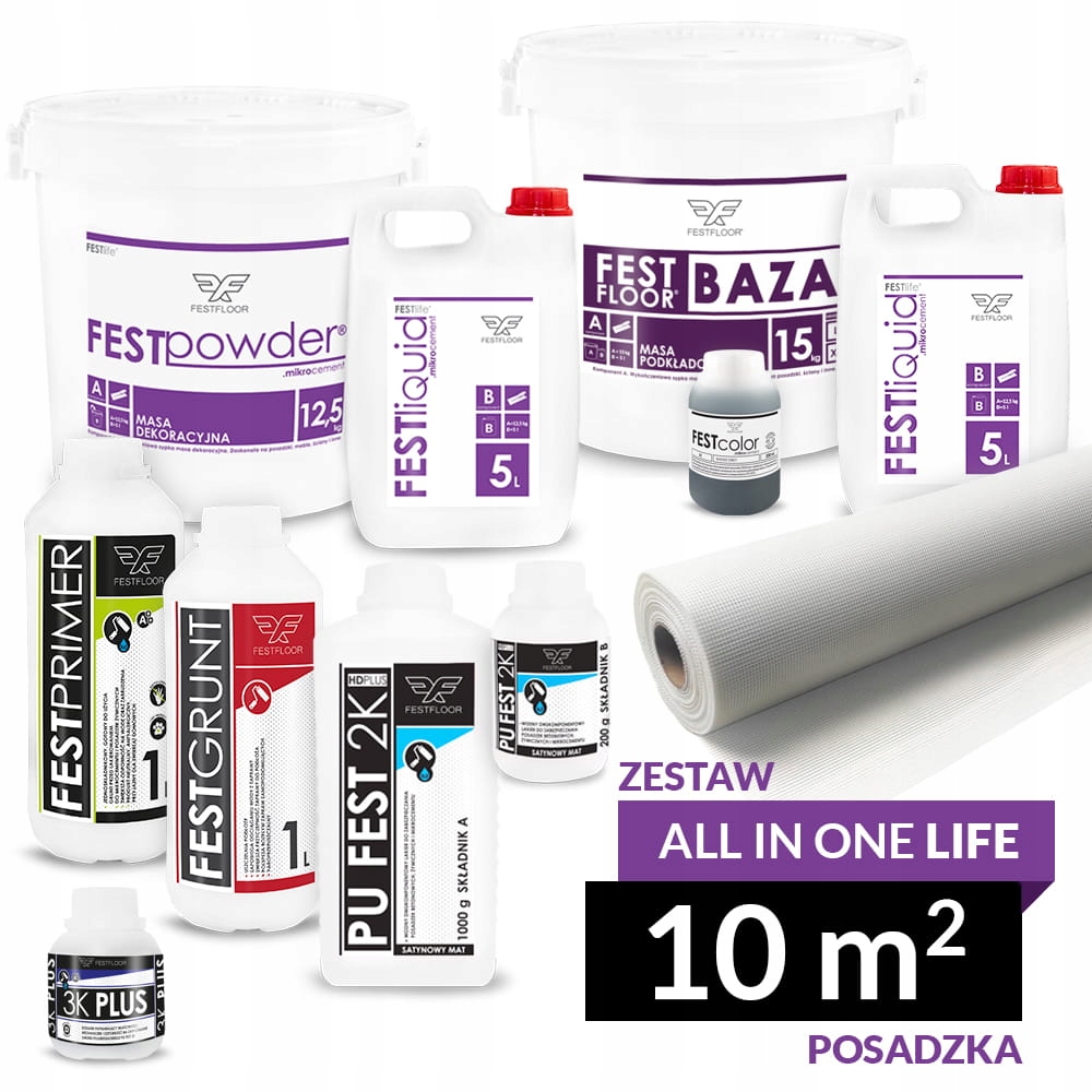 Mikrocement All In One Life – sada 10 M2 Podlaha – s Pf 2K na 1 vrstvu