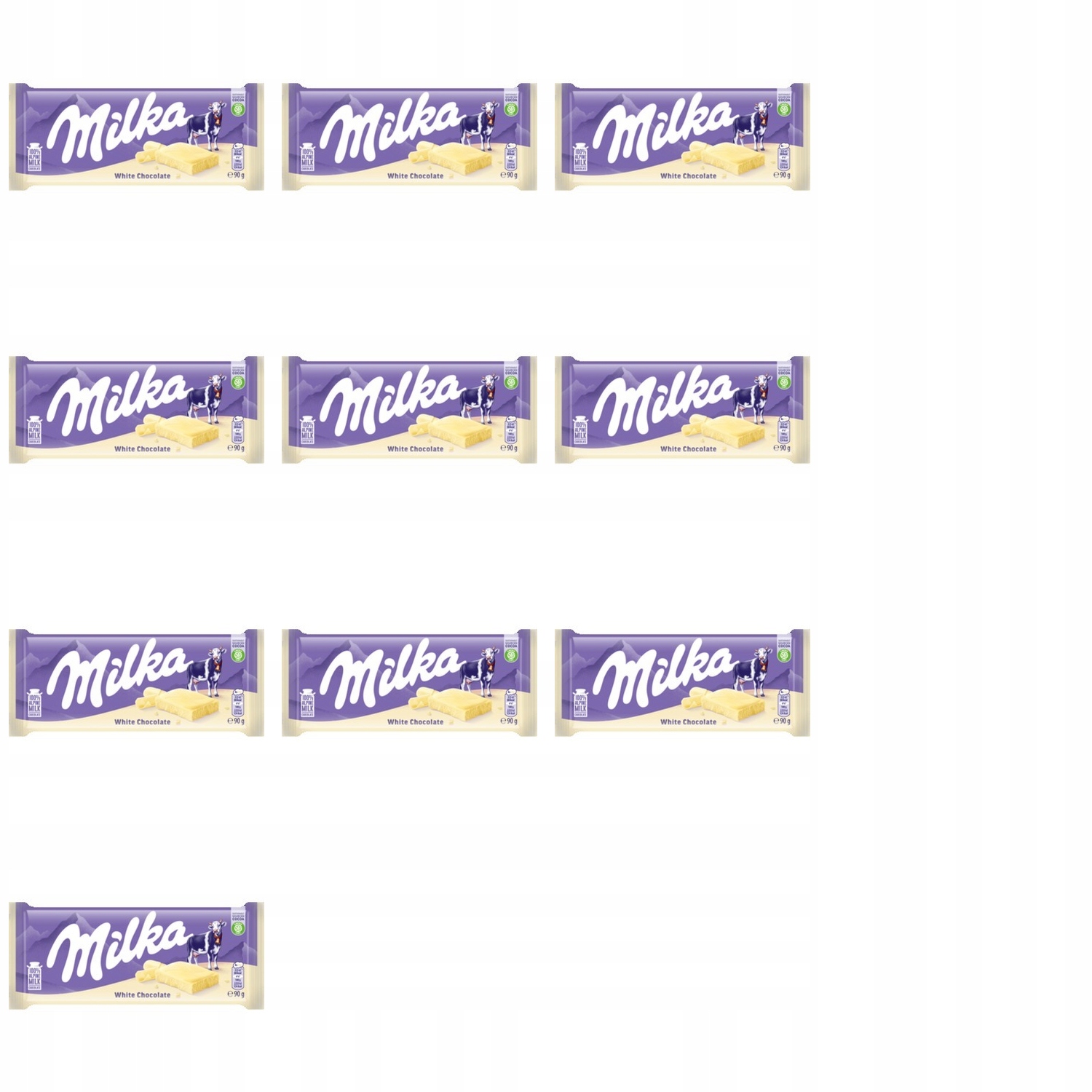 10x 90g Milka white czekolada