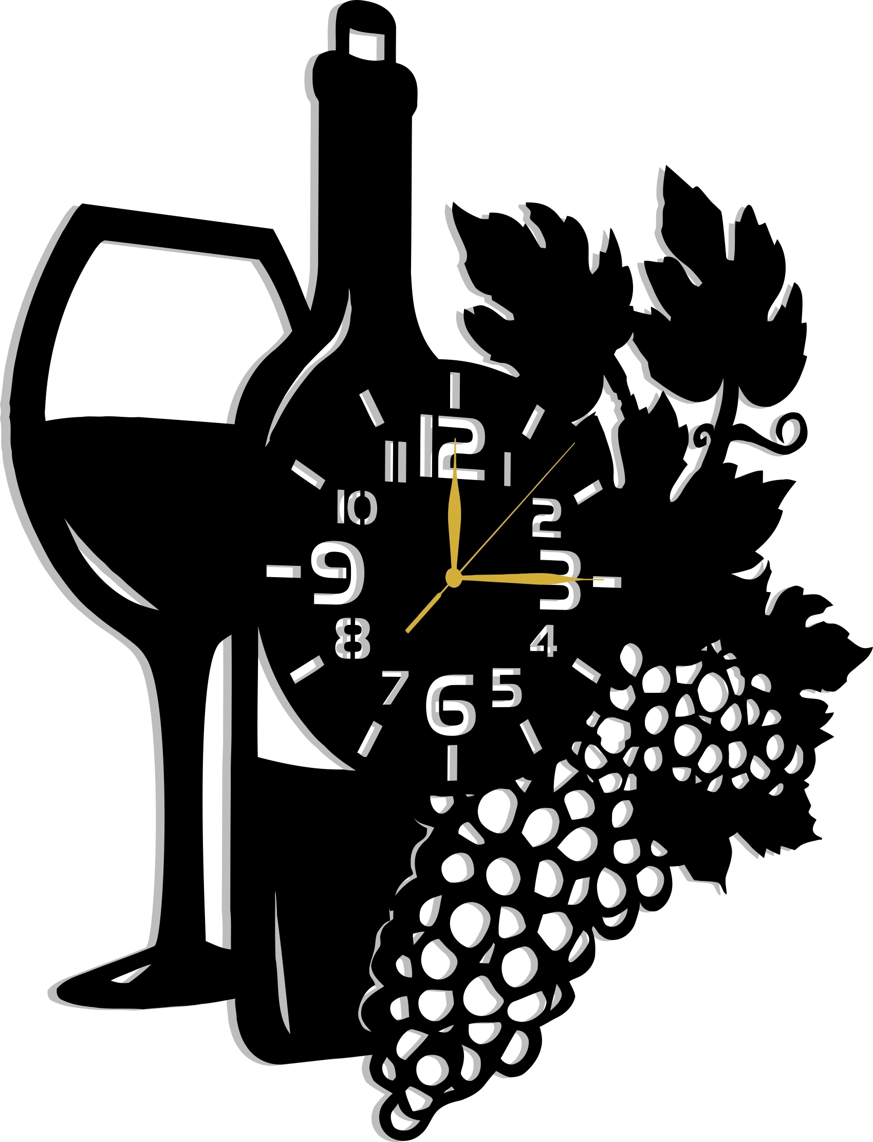 Hodiny Pro Someliéra Víno Vinice Dárek 60 CM 3D