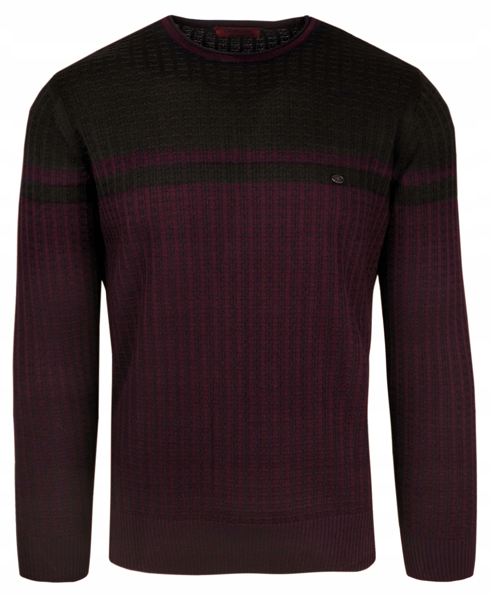 Černo-bordový svetr Kulatý dekolt L