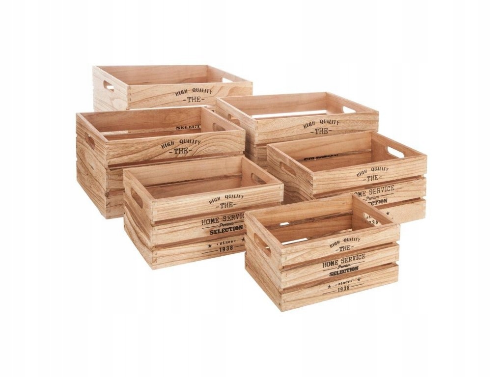 Sada 6 dekoratívnych boxov, prírodný materiál