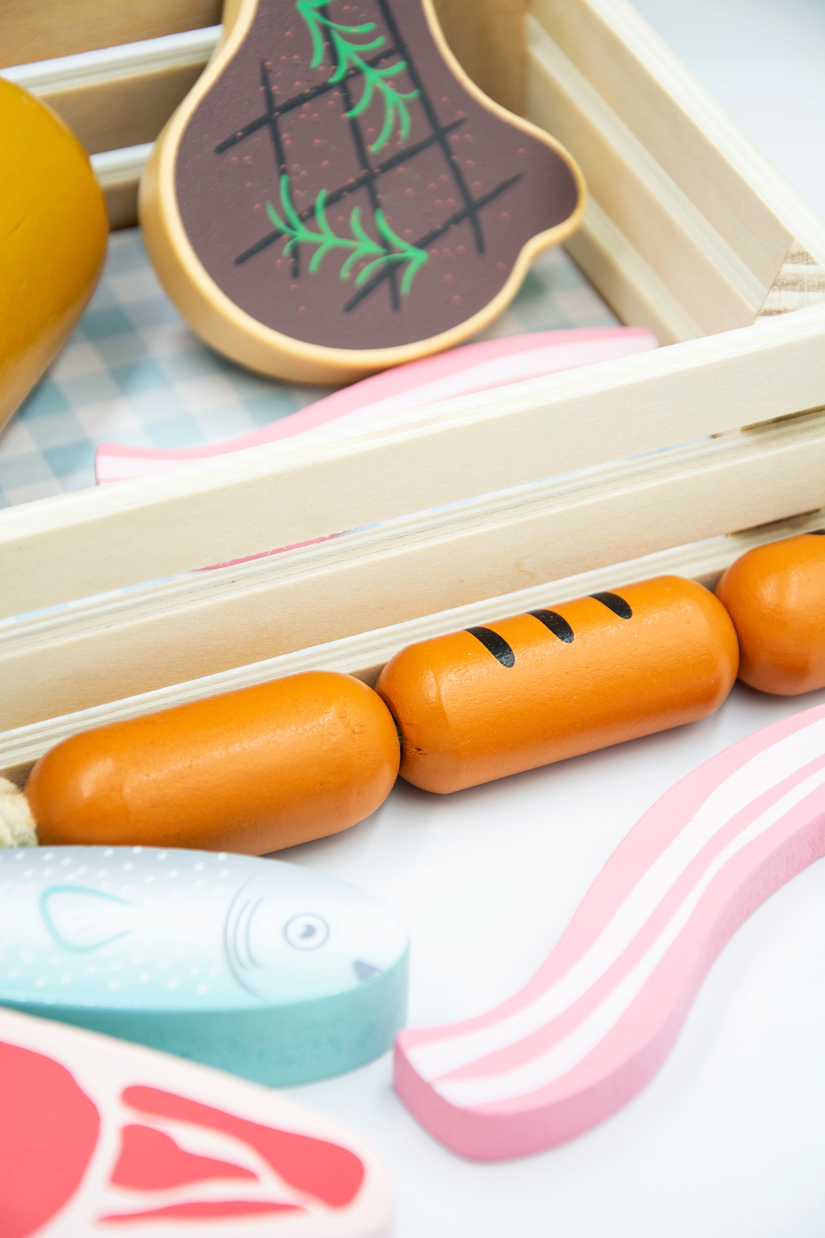 Zabawkowy Drewniany Koszyk Z Mięsem i Rybą Zabawka Edukacyjna dla Dzieci EAN (GTIN) 5902490697430