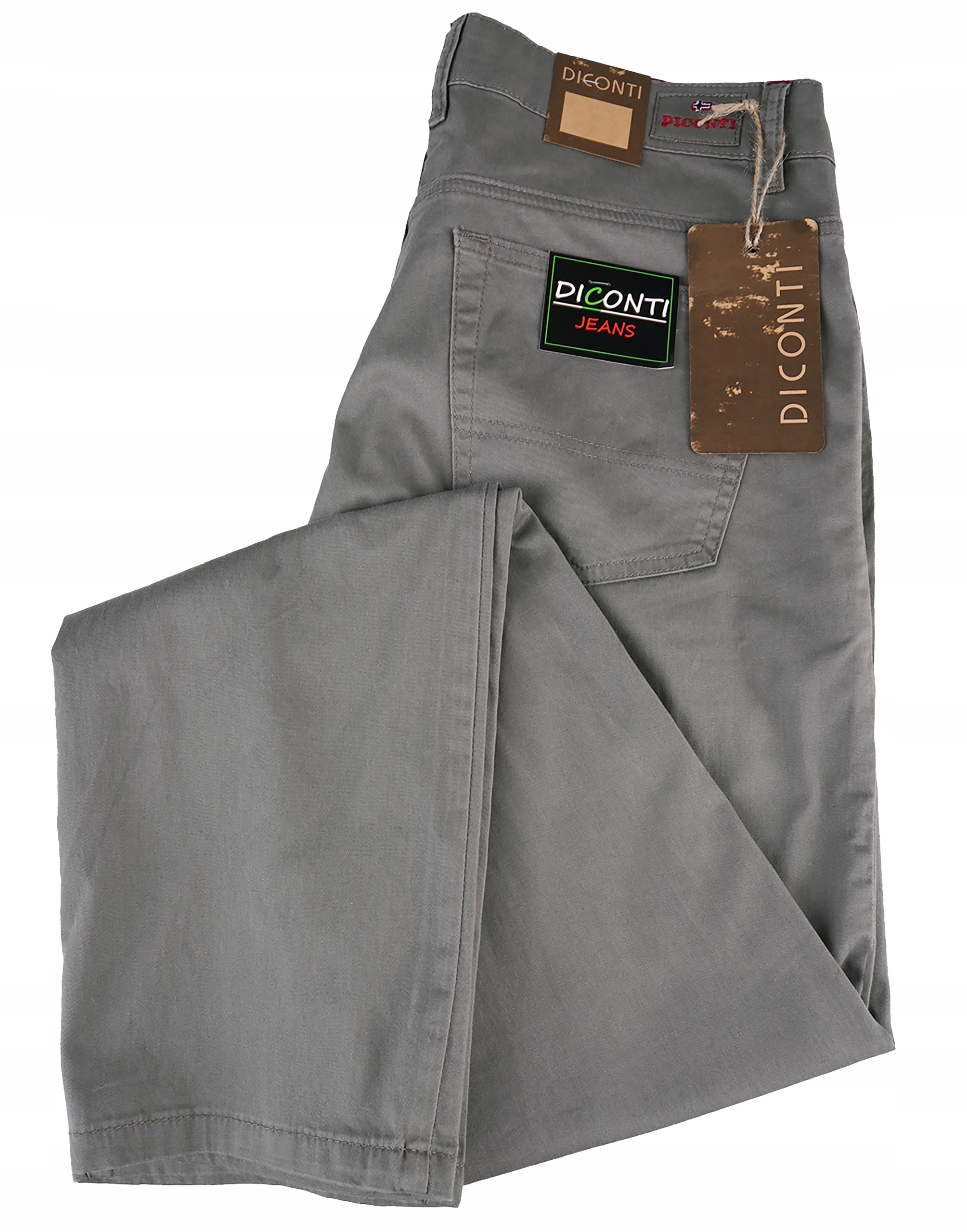 SPODNIE MĘSKIE BAWEŁNIANE SIWE CIENKIE DICONTI NA LATO W48 L30 pas 120-124 Marka inna