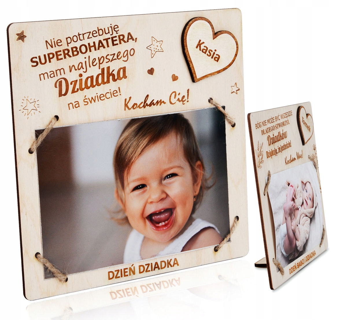 

Drewniana ramka zdjęcie Dzień Babci Dziadka Grawer