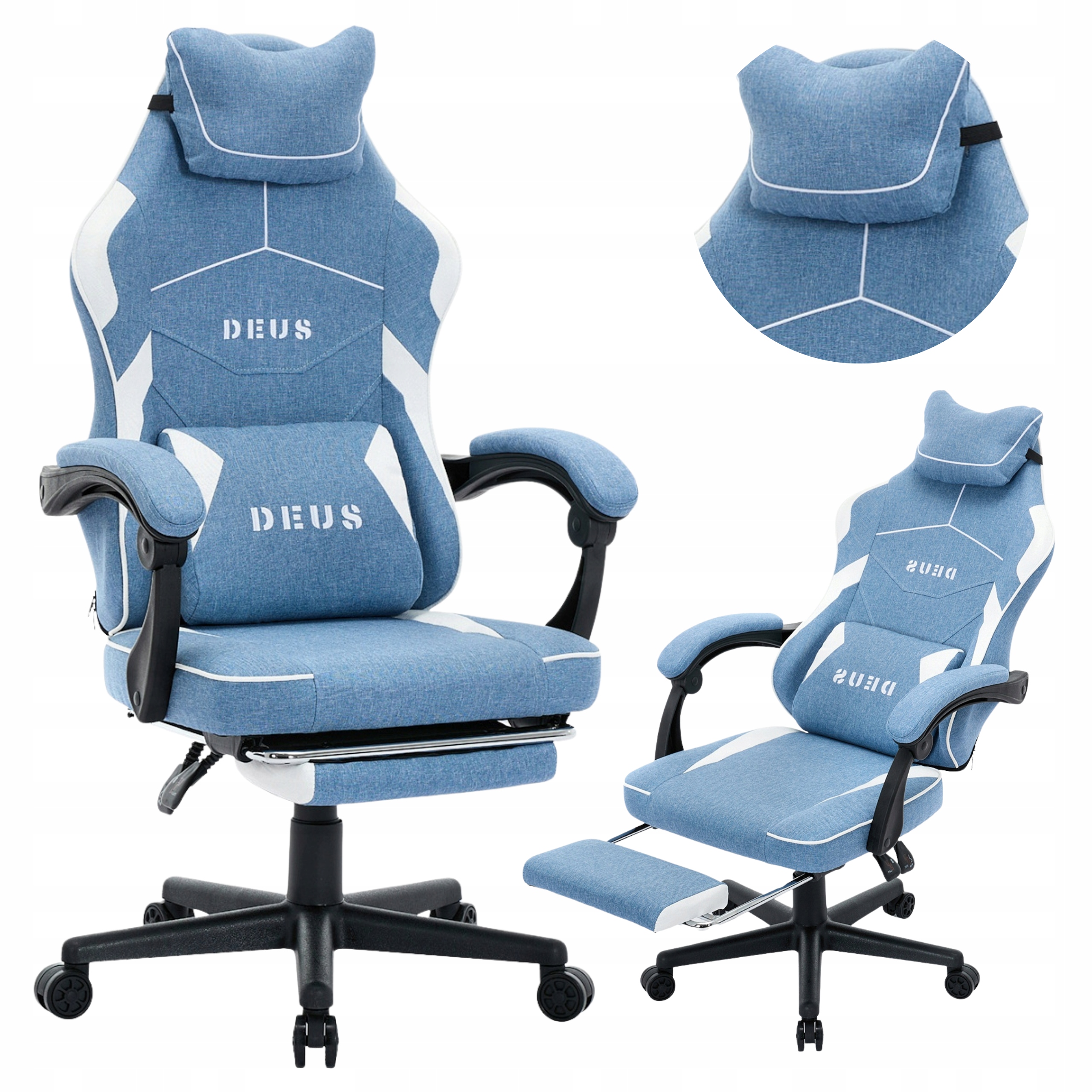 Herní křeslo Látkové otočné kancelářské Křeslo Pro Hráče s podnožkou