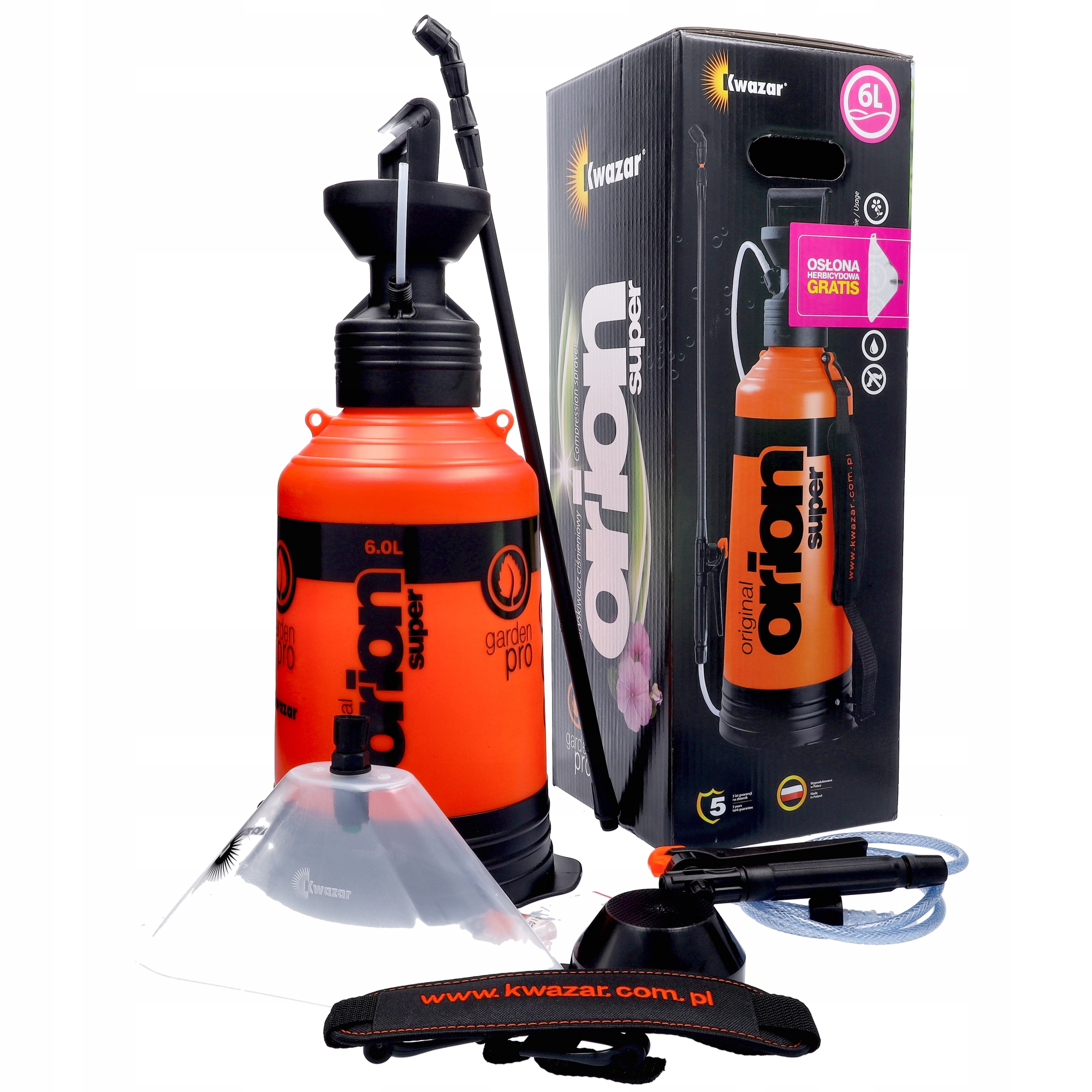 OPRYSKIWACZ KWAZAR ORION 6l CIŚNIENIOWY RĘCZNY Z LANCA + osłona GRATIS EAN (GTIN) 5901854363578