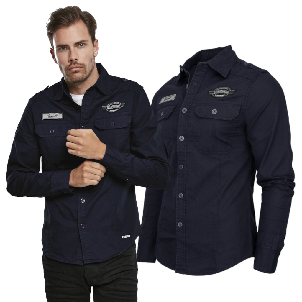 Košile s dlouhým rukávem Brandit Luis Vintageshirt navy XXL