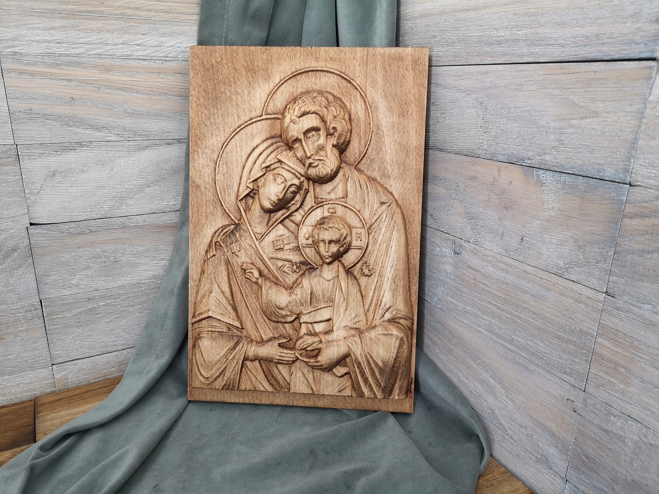 Plácačka Obraz pro mladý pár dřevo Svatá rodina V dárek svatba 40