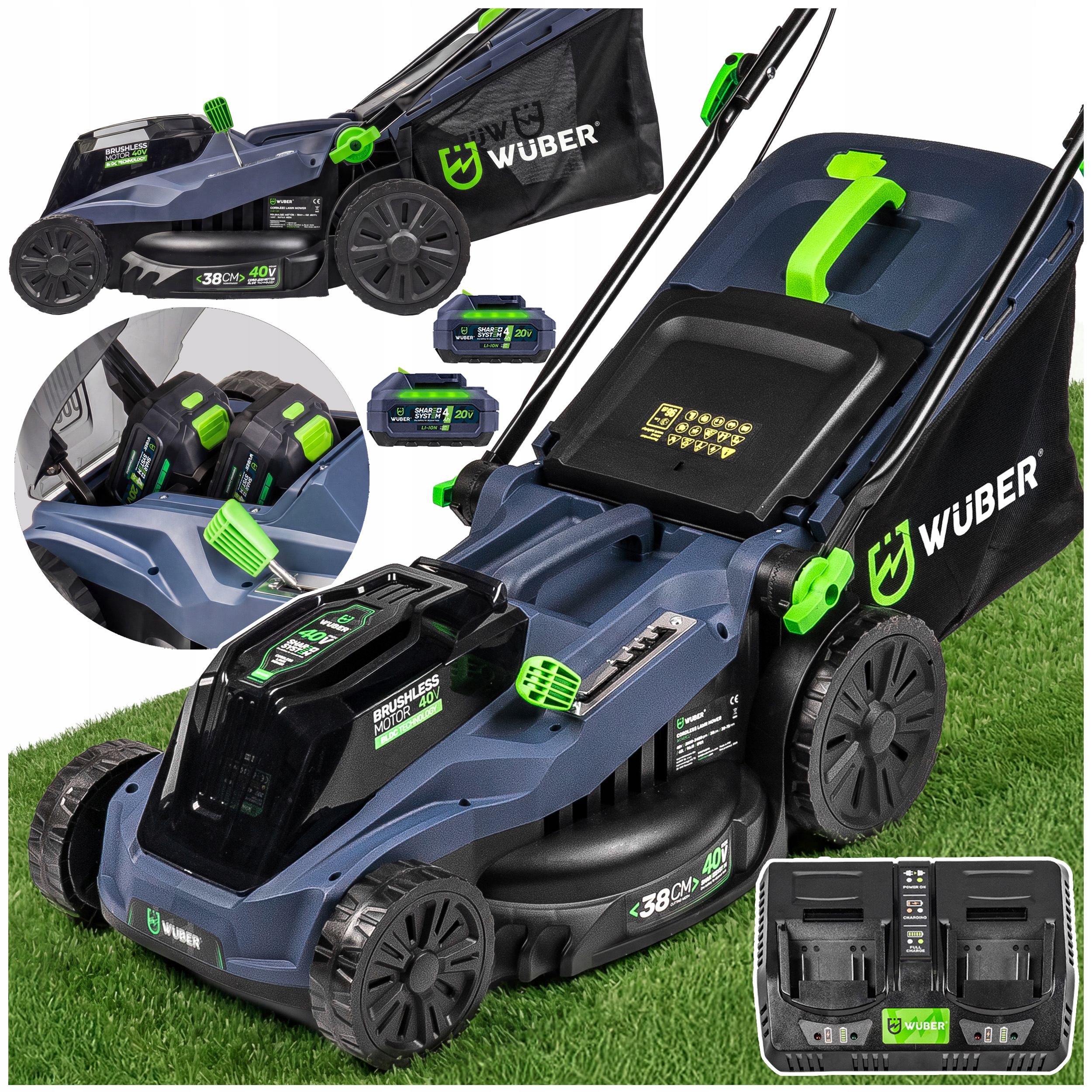 Bezkartáčová Akumulátorová Sekačka Na Trávy 2X Aku 12AH Robustní Wuber