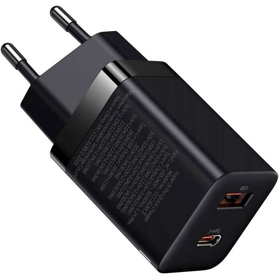 

Ładowarka sieciowa Baseus Usb-c Usb-a 30W Qc i Pd
