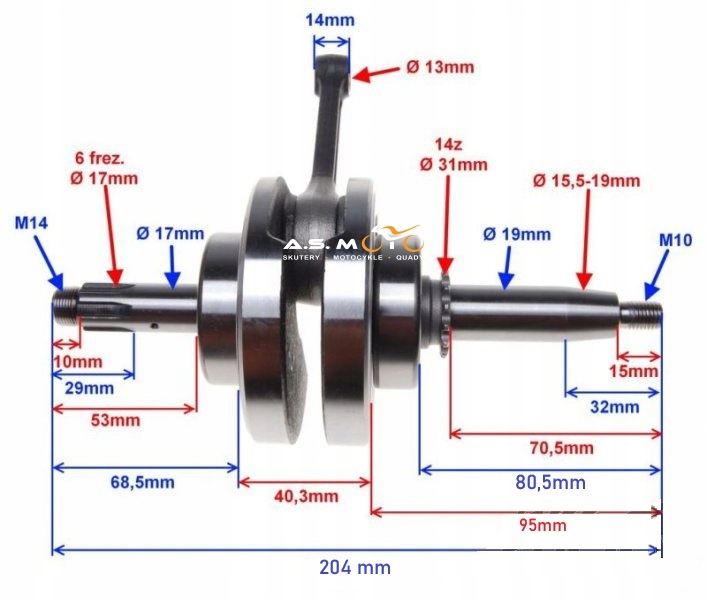 Wał korbowy quad ATV 110, 125 152FMH