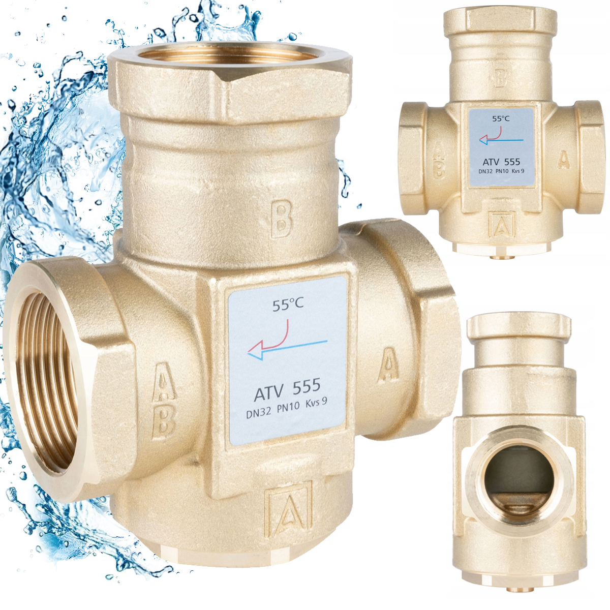 Teplotný Ventil Atv 555 DN32 Gw 5/4 Cal Kvs 9 m³/h Afriso 55°C Do Kotla