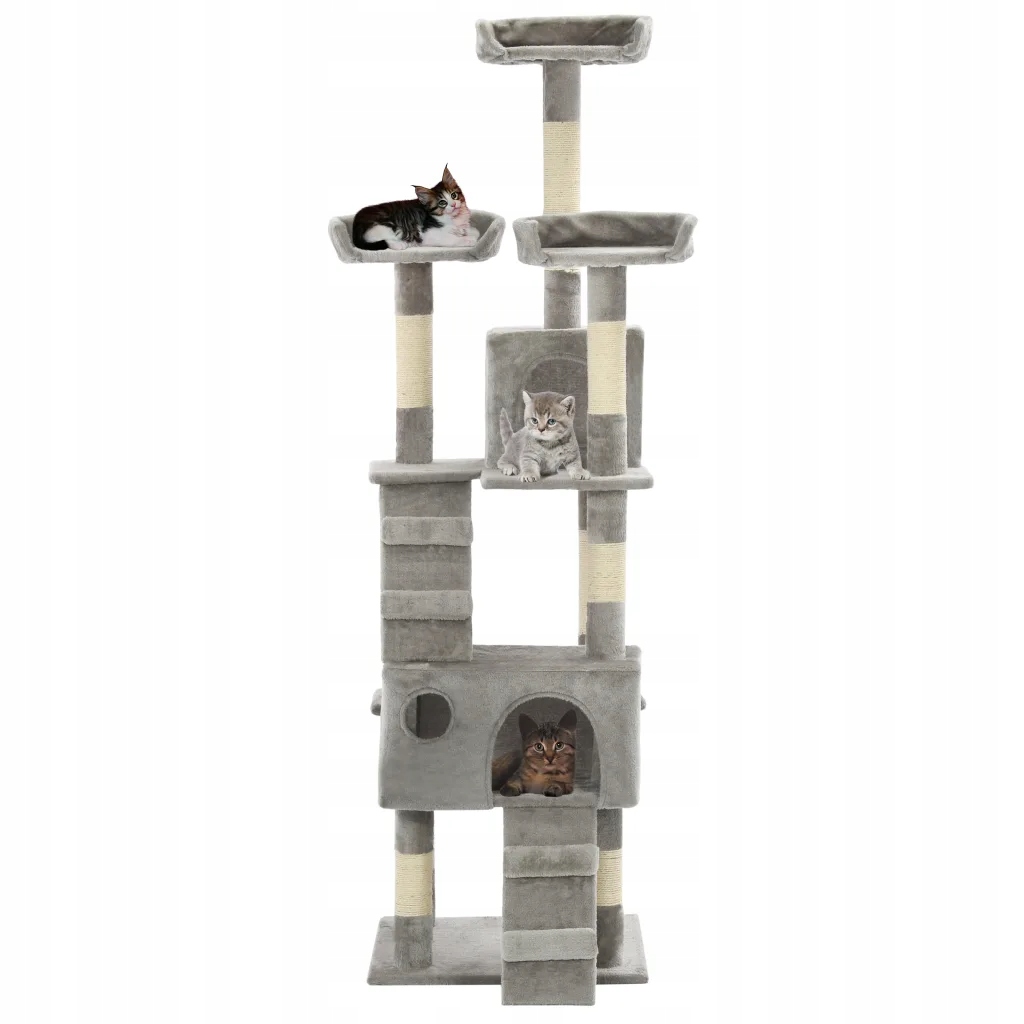 Levně vidaXL Škrabadlo pro kočky se sisalovými sloupky, 170 cm, šedé
