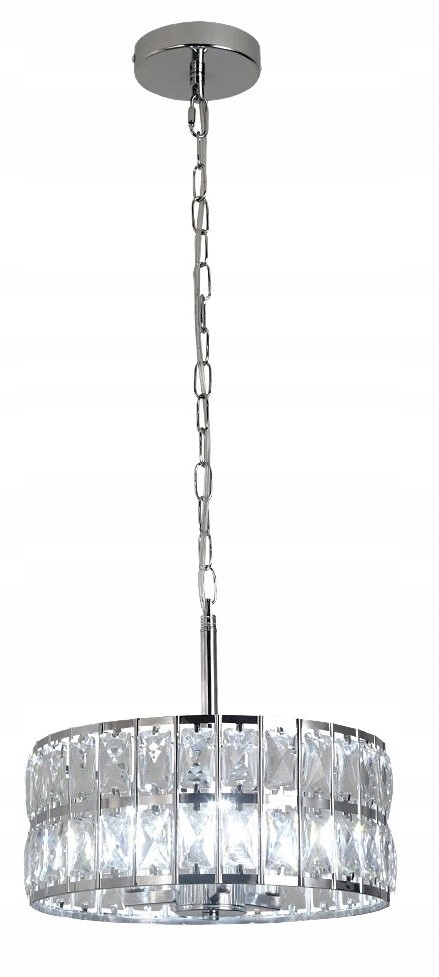 Strieborný závesný luster do obývacej izby, 30 cm, žiarovka 9G