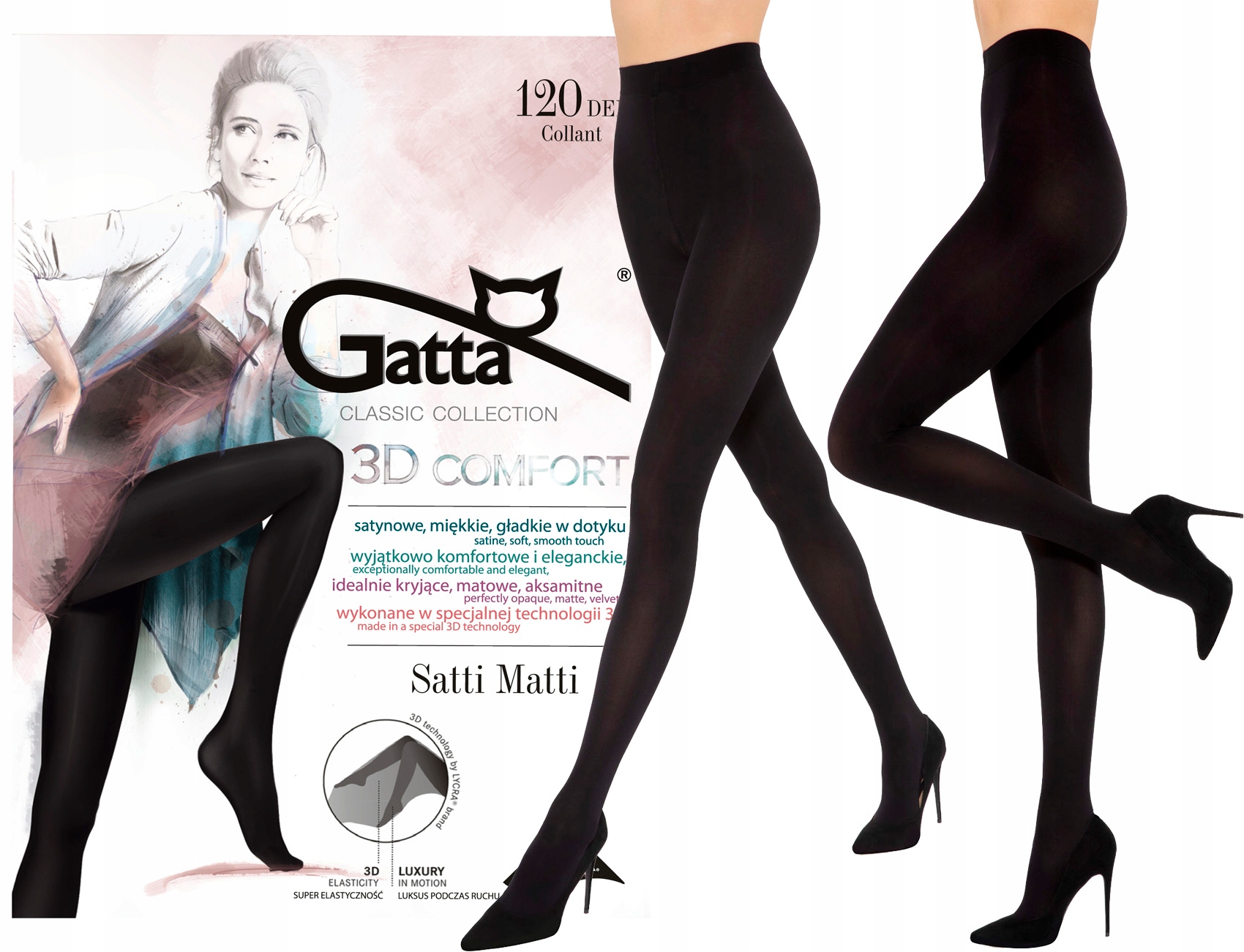 

Gatta Rajstopy Satti Matti 120 den Lycra 3-M nero