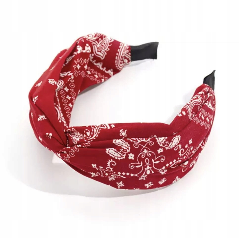 

Opaska do włosów czerwona szeroka bandanka turban