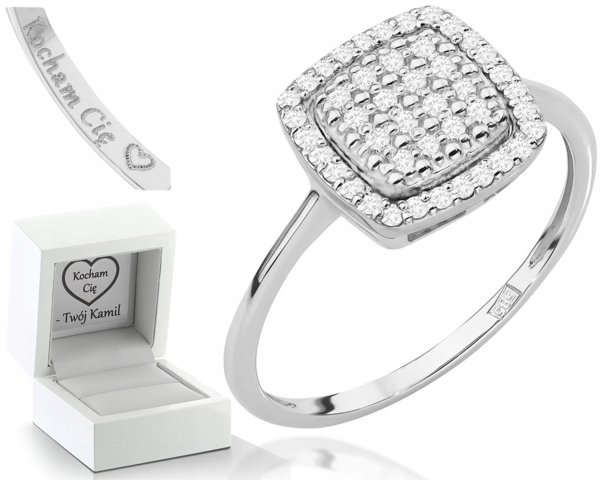 Bílé Zlato Prstýnek 585 S Brilianty 0,28 Ct Gravírování Bonus Jako Dárek