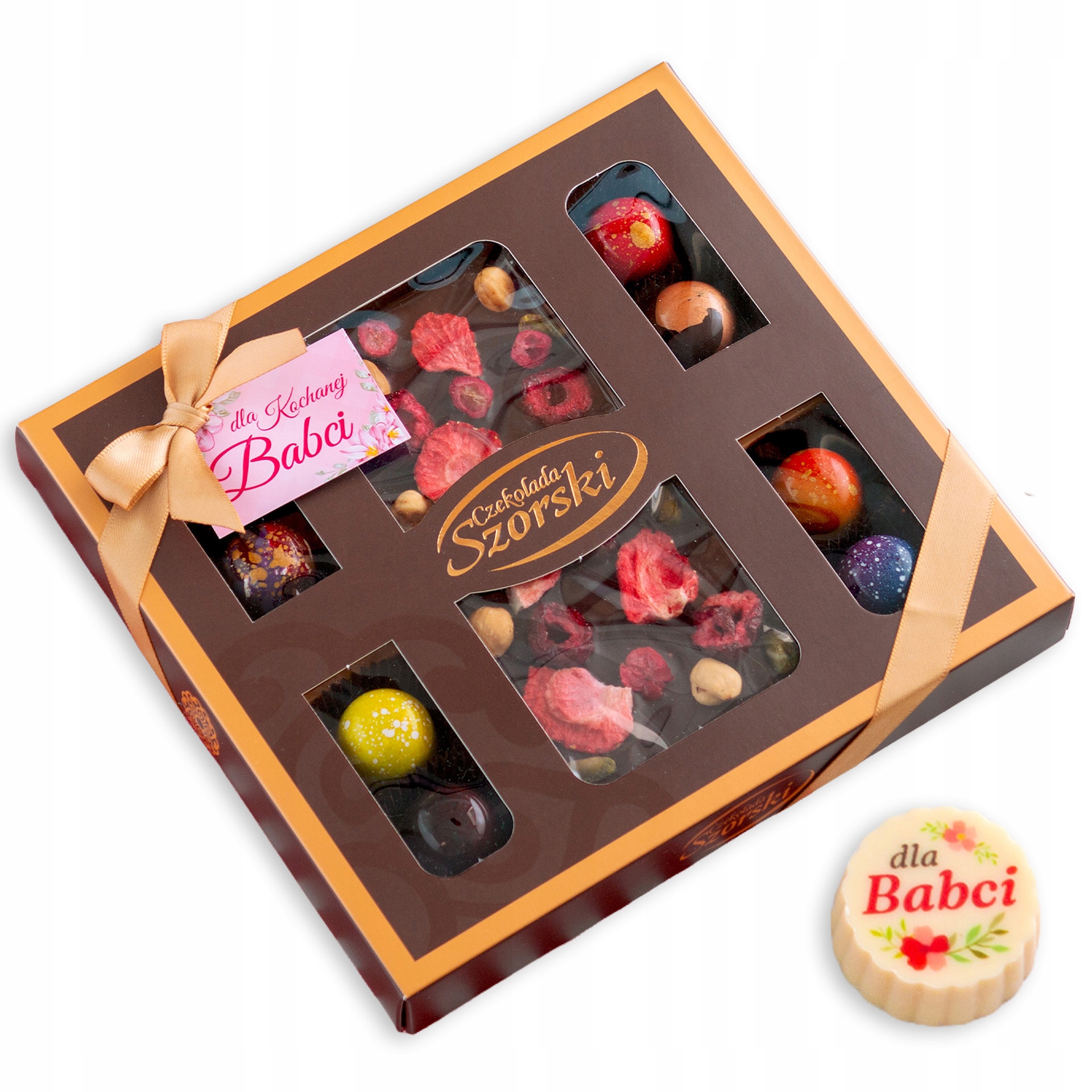 Bombonierka Dla Babci z tabliczką czekolady i 8 pralinami Ny