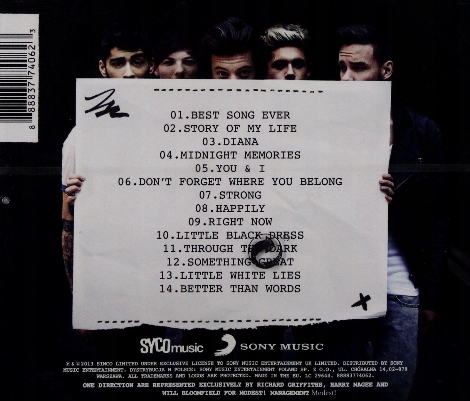 ONE DIRECTION: MIDNIGHT MEMORIES (CD) Stan opakowania oryginalne
