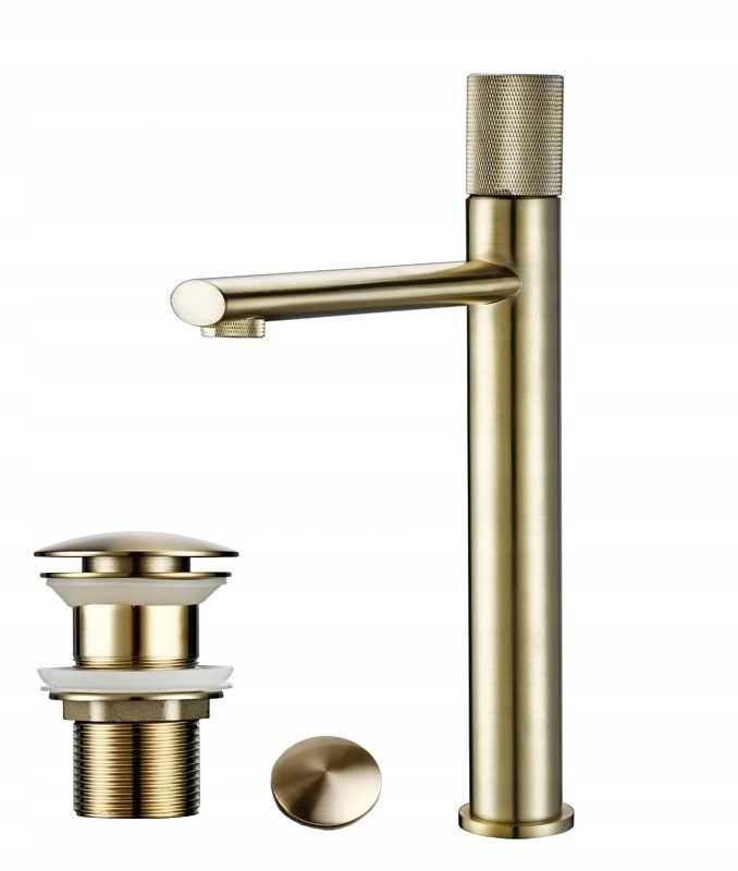 Zlatá umývadlová batéria Premium Klik Klak Gold Mat
