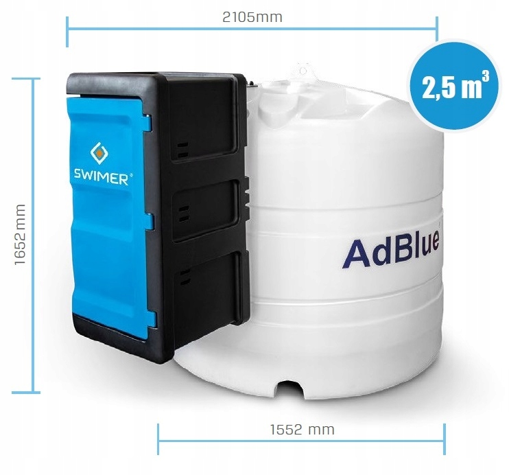 Jednopłaszczowy zbiornik zewnętrzny Na Adblue 2500L Swimer Basic 34l/min Kod producenta SW-202211