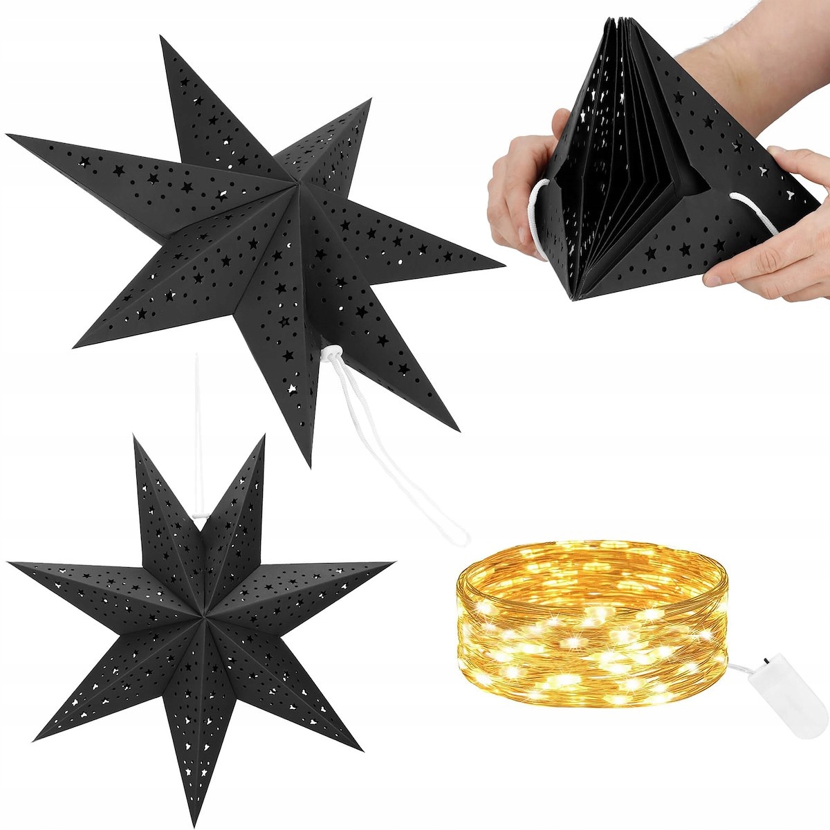 

Gwiazda Dekoracyjna Papierowa 10LED Ciepła Biel 50