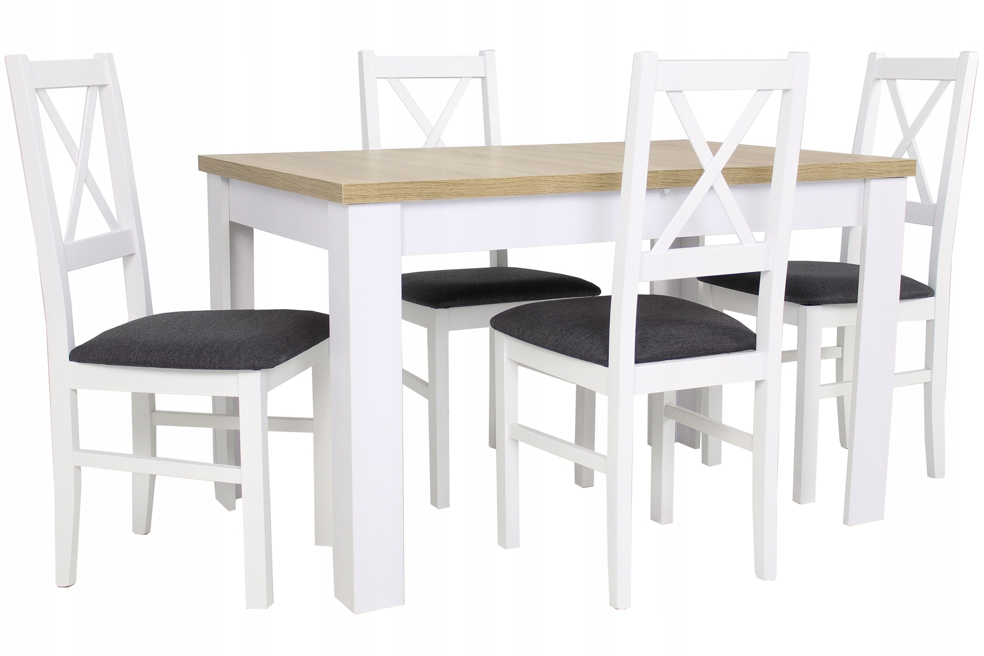 

Rokładany stoł do 160 i 4 krzesła z drewna Kuchnia