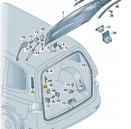 Wspornik mocowania siłownika klapy Sharna Alhambra Numer katalogowy części 7N0827427E