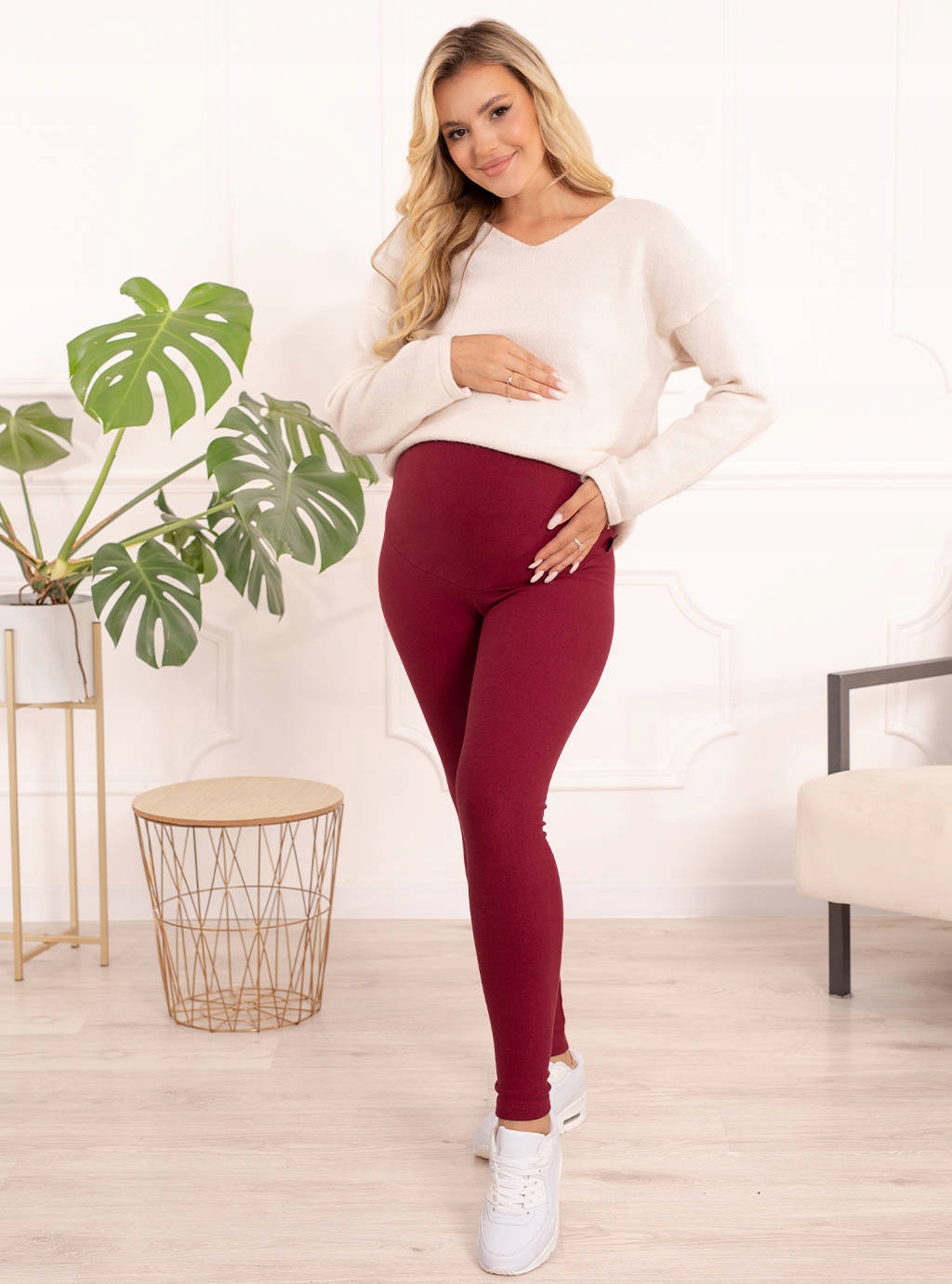 LEGGINSY CIĄŻOWE OCIEPLANE ZIMA GRUBE GETRY L Materiał dominujący bawełna