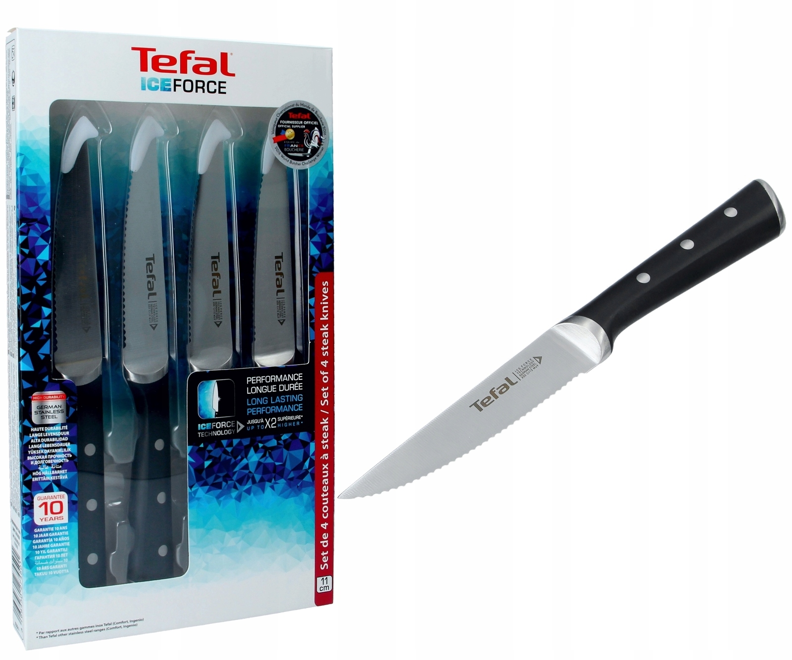 

Zestaw 4 noży do steków Tefal Ice Force 11cm