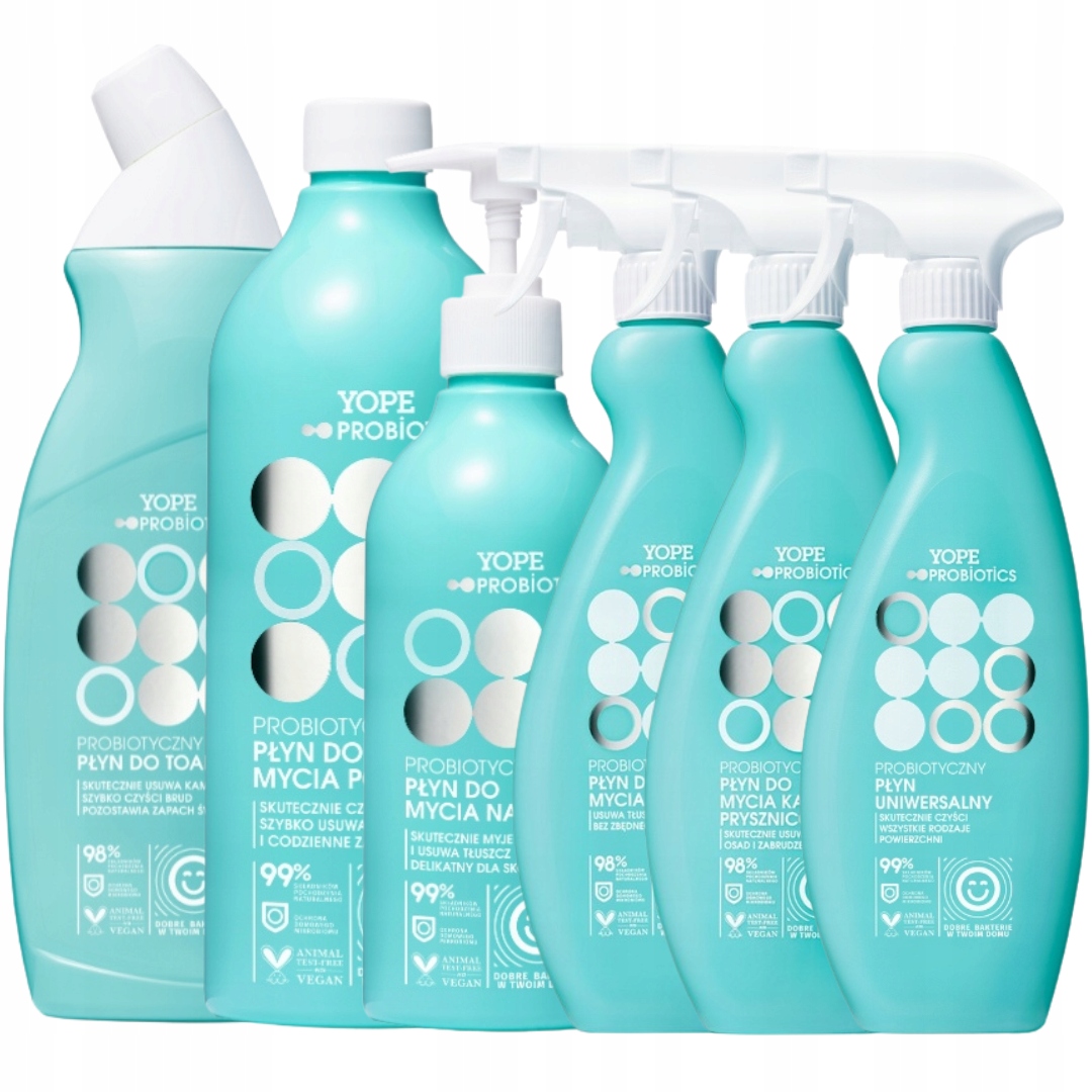 Levně Yope Probiotický prostředek na mytí nádobí, podlah, kabin, Wc, mix 6 ks