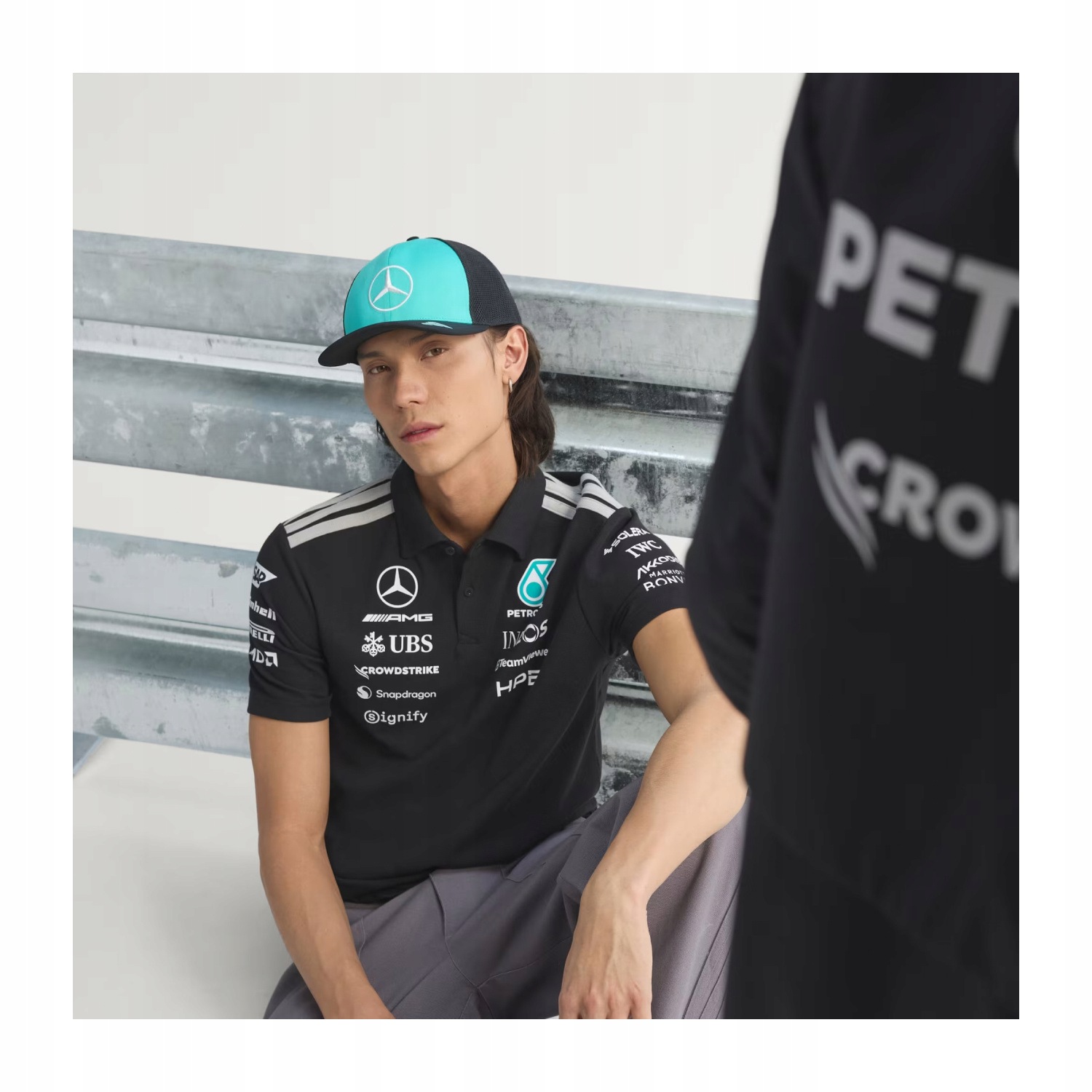 Pánská polokošile Team černá Mercedes Amg F1 2026 (L)