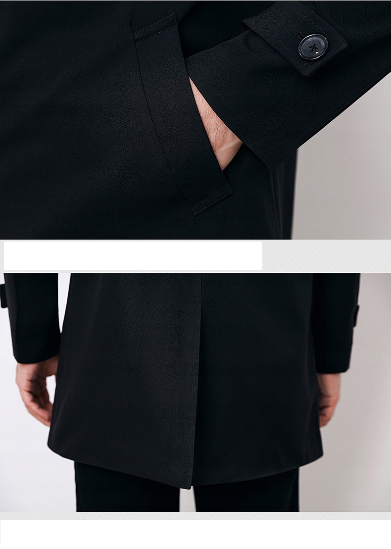 MĘSKA WIOSENNA PŁASZCZ PARKA BIZNESOWA ELEGANCKA Liczba kieszeni 3