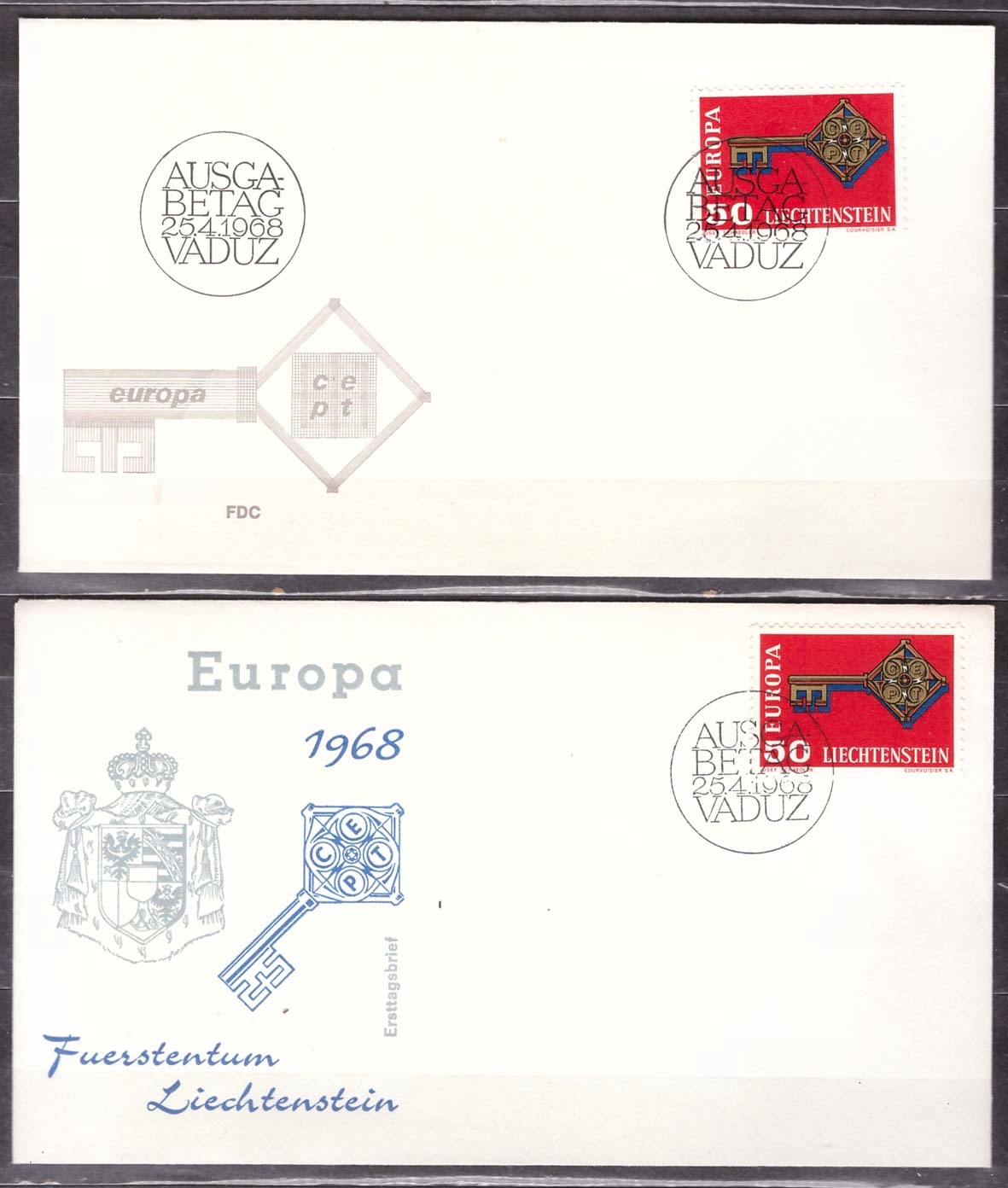 Liechtenstein CEPT Europa koperty FDC 1968 (3)