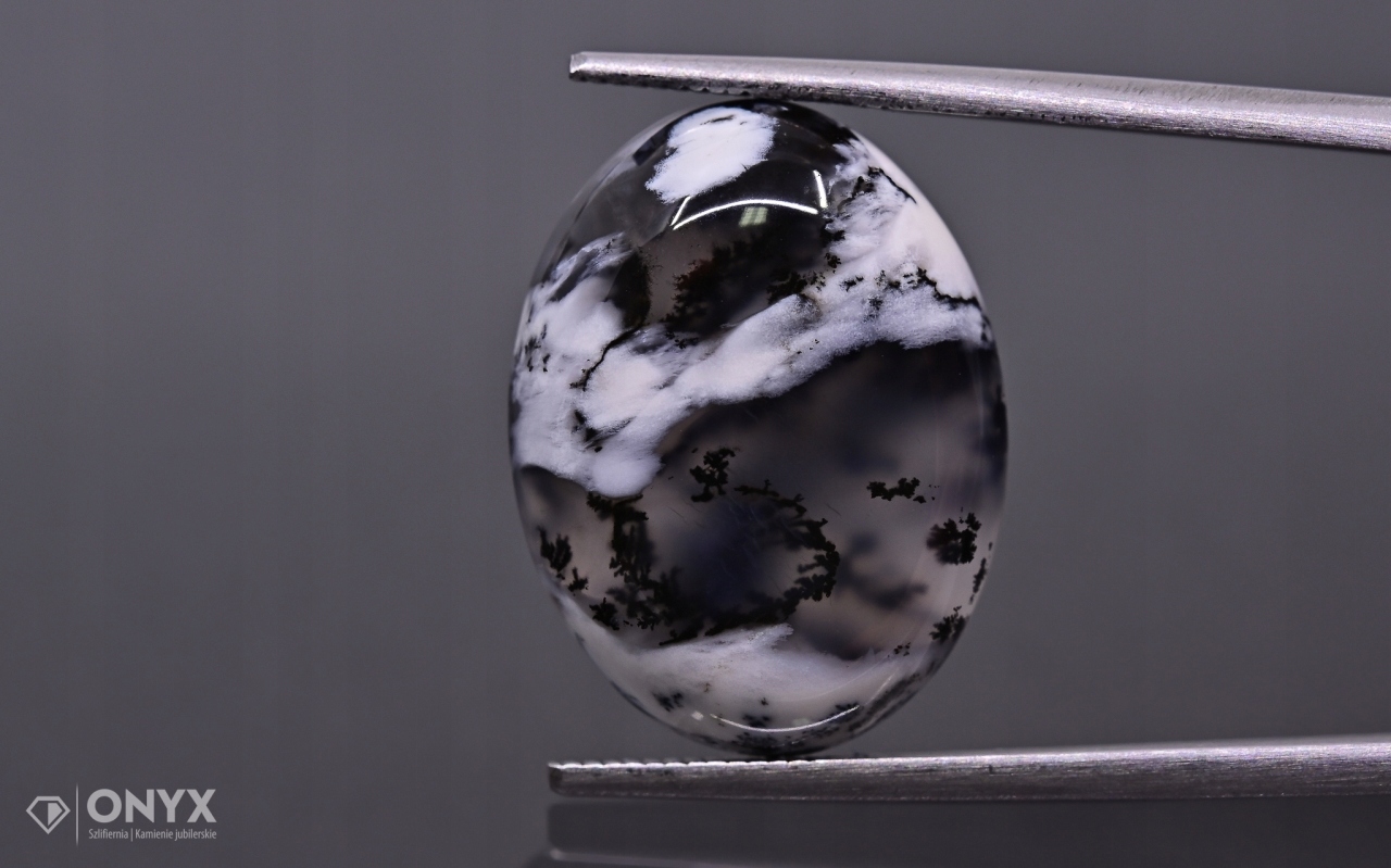 Dendritový achát z Turecka kabošon ovál 19,5x15 mm