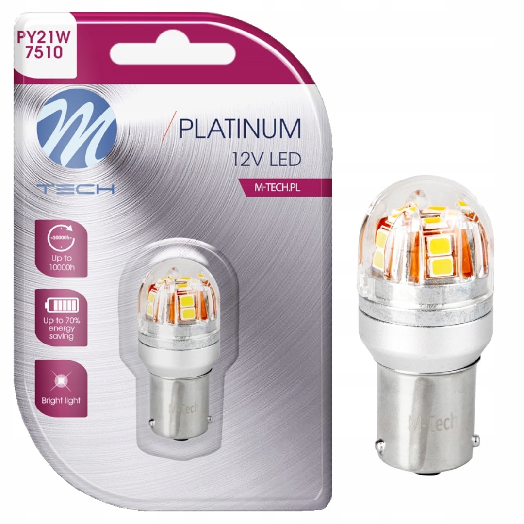 PY21W Led Żarówka Retrofit Pomarańczowa 12/24V Canbus 7507 Amber