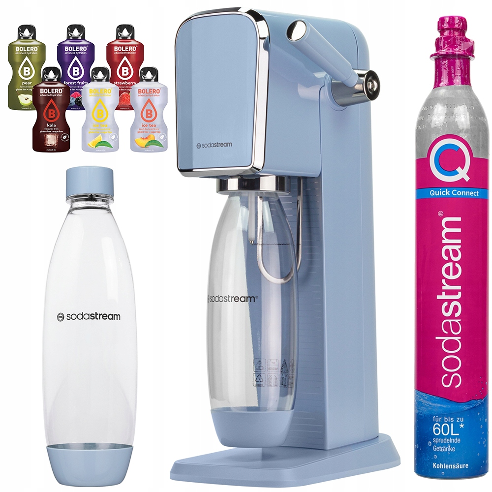 Saturator Sodastream Art Niebieski Jedna Butelka Nabój Dodatki