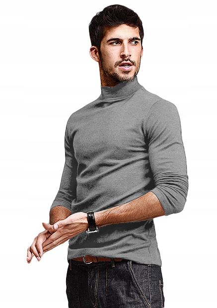 Elegancki półgolf sweter męski golf WXM XXL szary