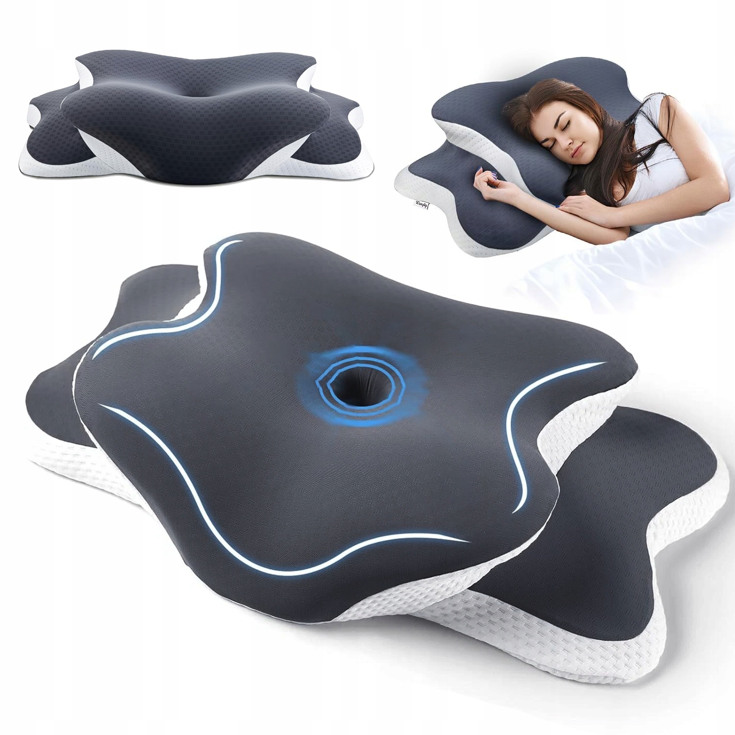 Poduszka Ortopedyczna Ergonomiczna Pianka Memory Zdejmowana Poszewka