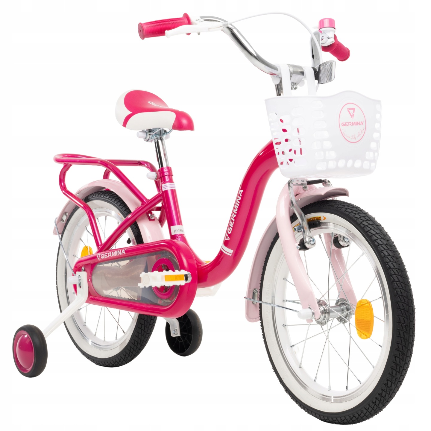 Rowerek dziecięcy 16 Lekki dla dziewczynki różowy Kółka Boczne Koszyk