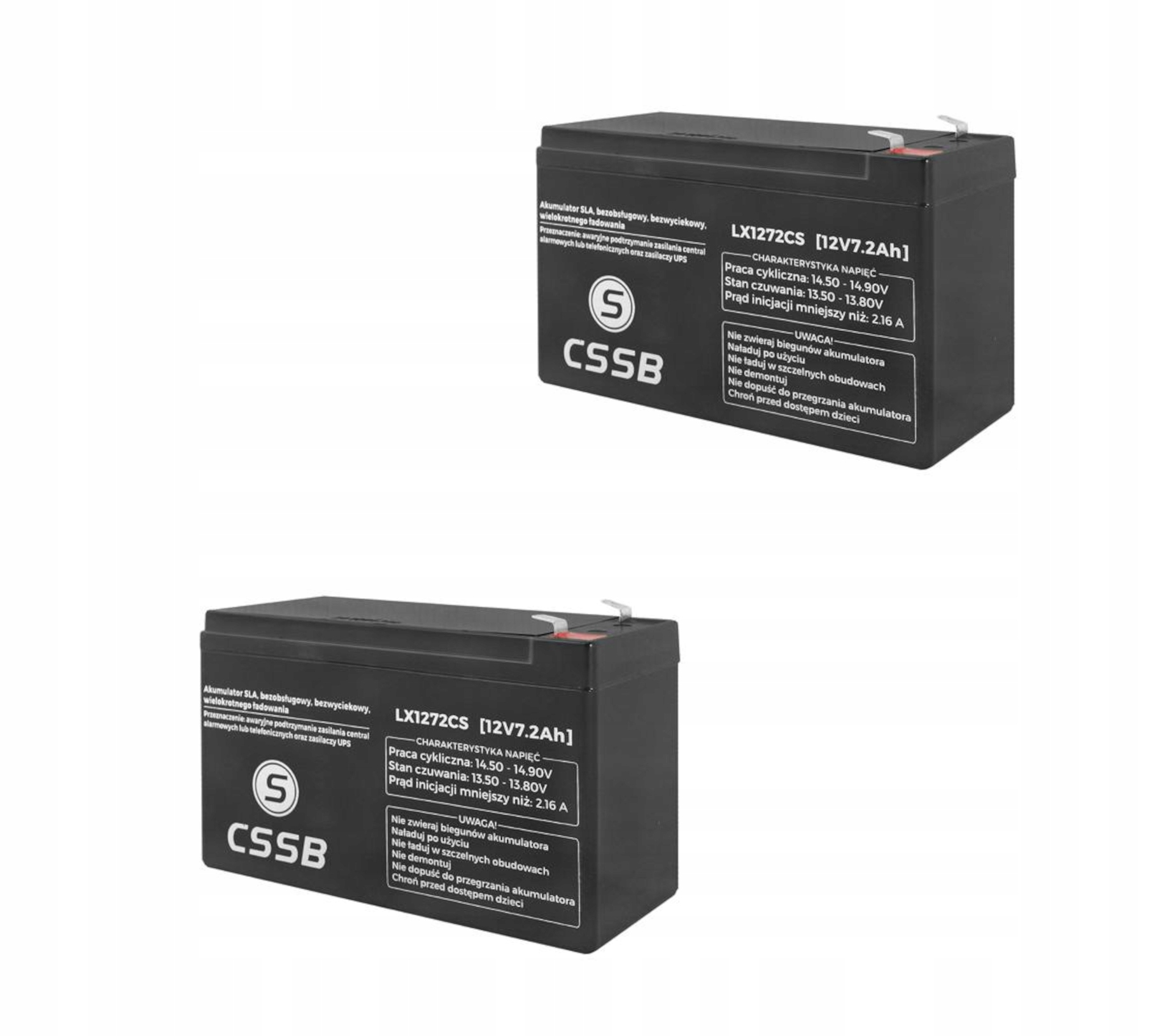 2x Akumulátor Agm 12V 7.2ah Cssb Ups Cctv alarm
