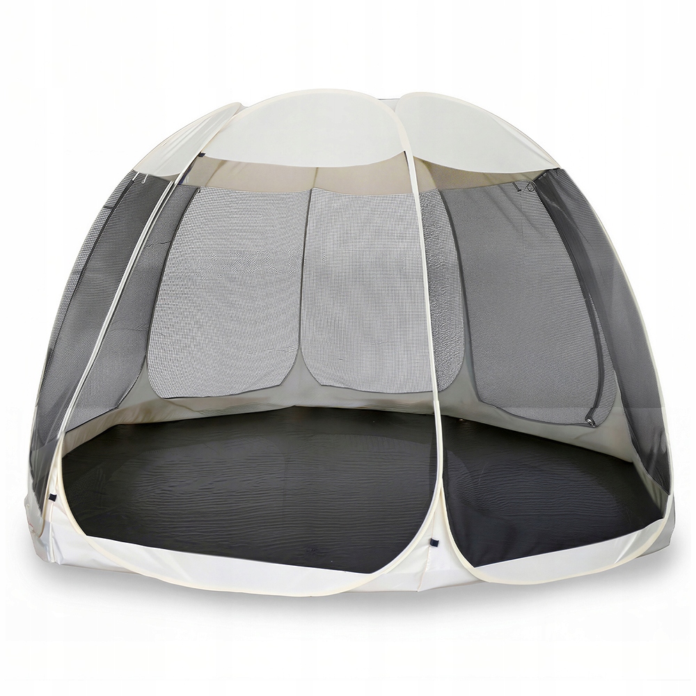 Pavilon Kulatý Zahradní altán Stan s moskytiérou Béžová Cama 390 cm