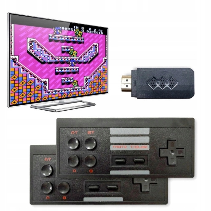 Konsola Retro Z 2 Bezprzewodowymi Padami I Dongle Do Gry Na Telewizorze