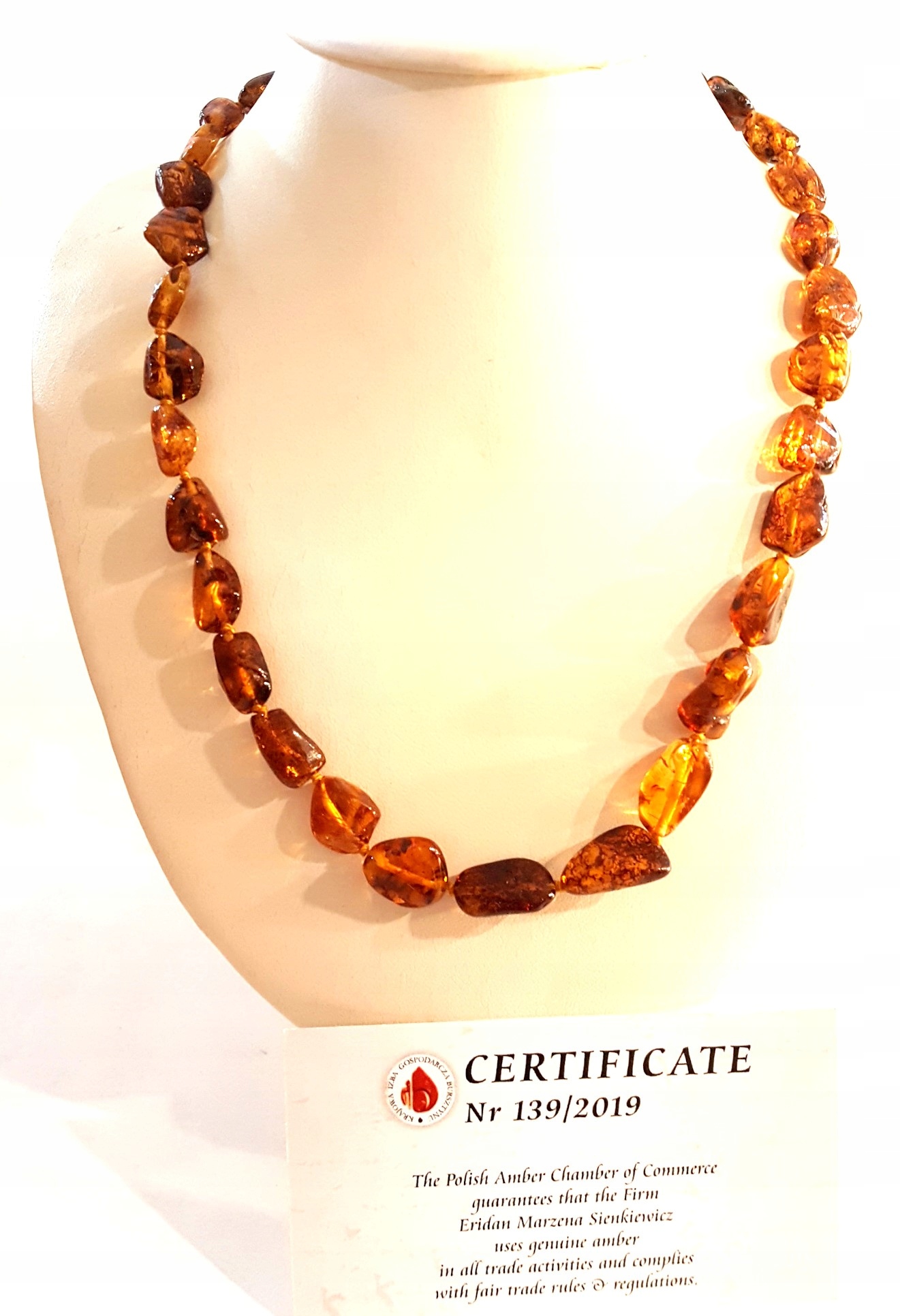 KORALE BURSZTYNOWE- SZLIF. *fasolka* BRĄZOWE -52cm Marka Inna marka