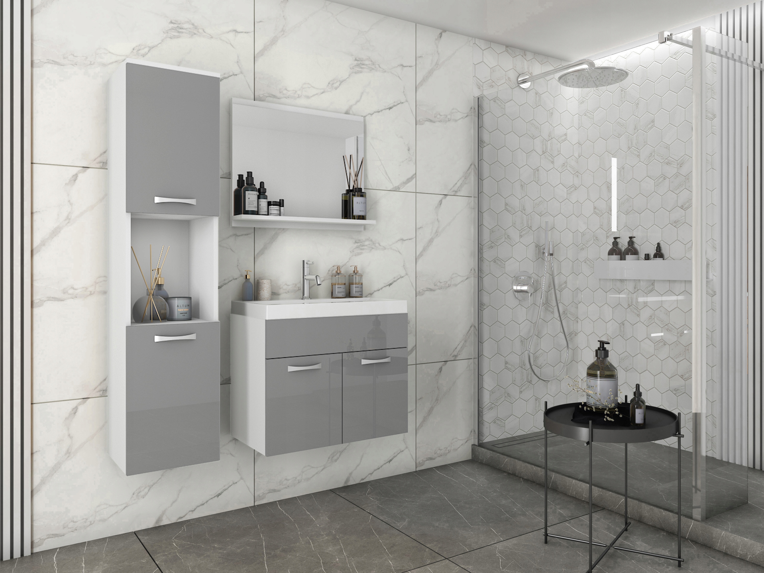 Zestaw mebli łazienkowych MILANO, szafka, lustro, umywalka