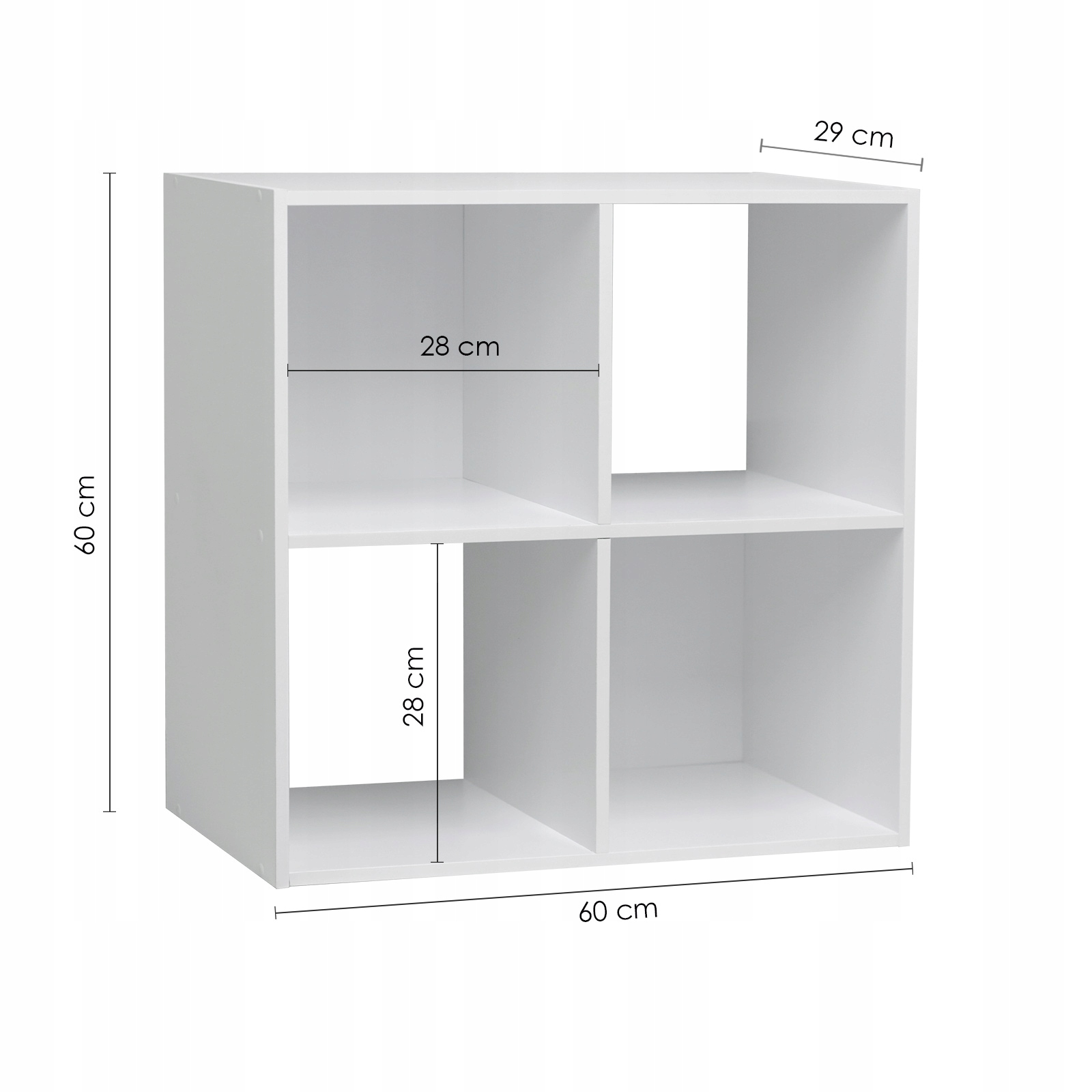 REGAŁ PODŁOGOWY PÓŁKA NA KSIĄŻKI PŁYTY BIAŁY 2x2 Kolor mebla biały